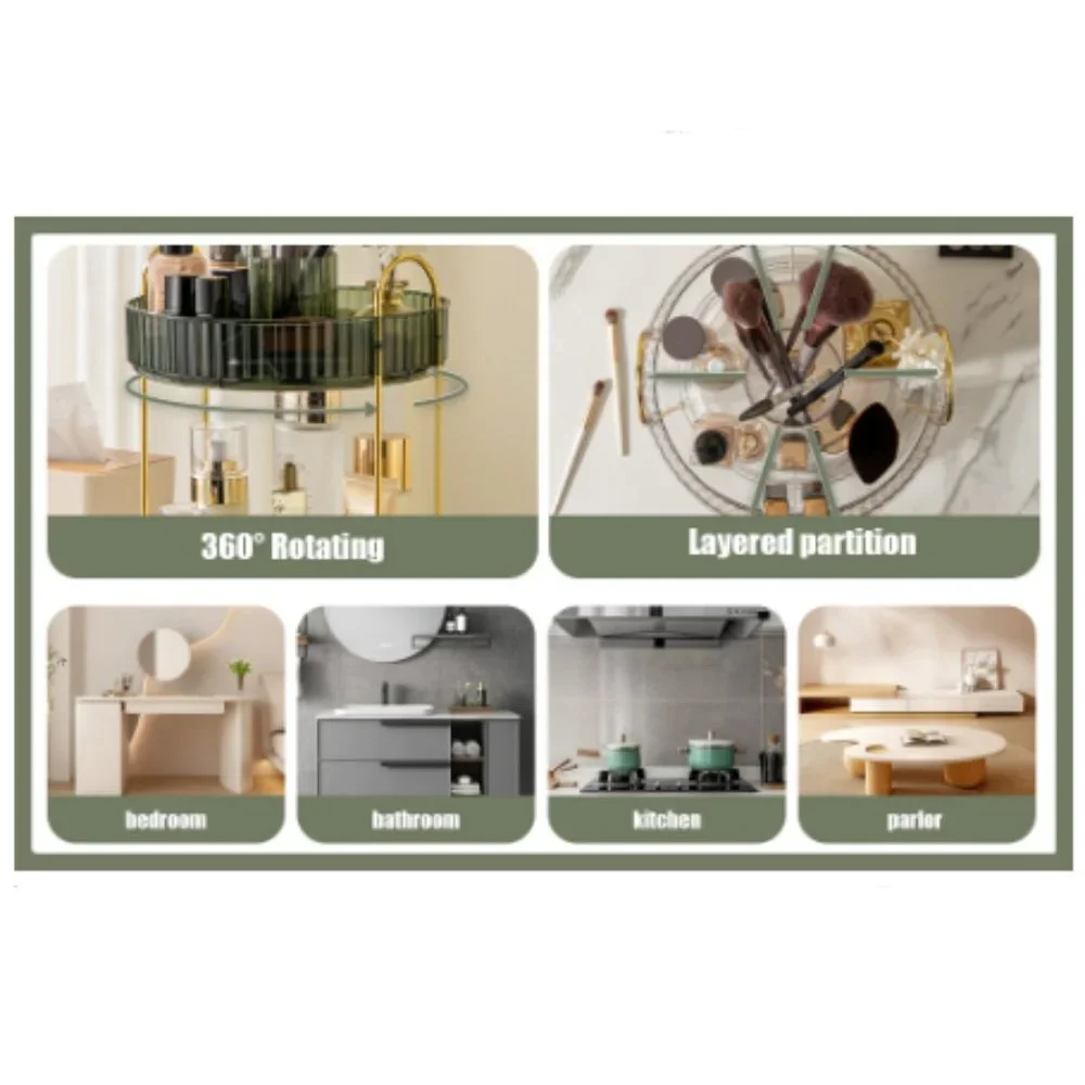 3 Tiers - 360° Turntable Makeup Organizer - Lazy Susan Cosmetics Storage